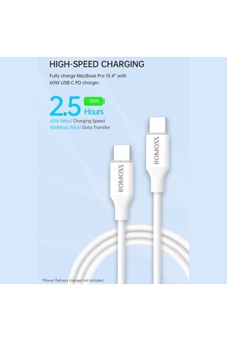 Suofeng Romoss Cb3211 Hızlı Şarj Ve Veri Transfer Kablosu, 1m Uzunluk, Dayanıklı Tpe Malzeme, Dolaşmaz Düz Tasarım