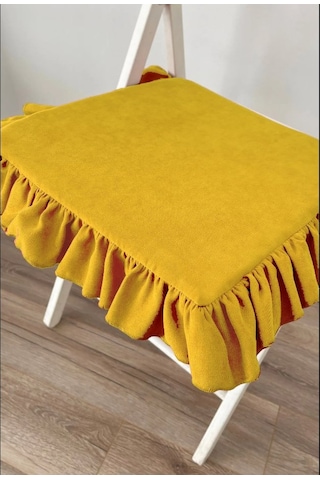 Fırfırlı Sıvı & Leke Itici Iskandinav Sandalye Minderi Güneş Sarı Diğer