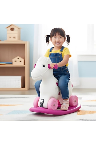 Dıgıdık 2'si 1 Arada Sallanan Ve Tekerlekli At Ergonomik Taşınabilir Eğlenceli Çocuk Oyuncağı
