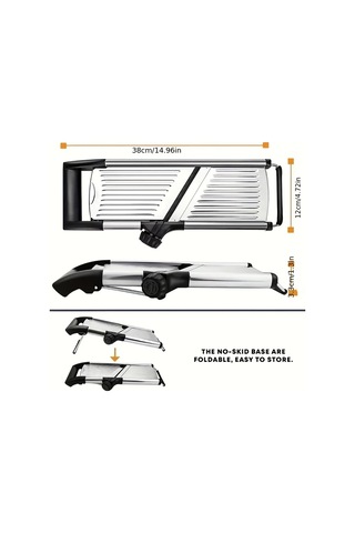 Dashanshop Paslanmaz Çelik Sebze Ve Patates Dilimleyici Fırça Ve Eldivenli 5 Ayarlı Bıçak Profesyonel Mandolin Rende Mutfak Aksesuarı 1 Parça