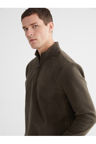 Lcwaıkıkı Classic Yeşil Dik Yaka Polar Erkek Sweatshirt