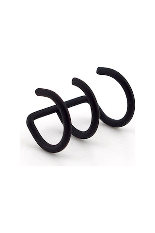 Mat Siyah Renkli Earcuff Kulak Kelepçesi Üçlü Sarmal Ex086 Siyah