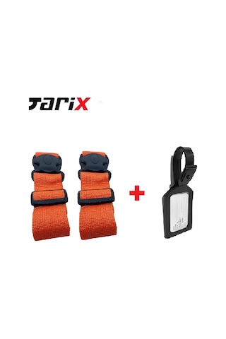 Tarix 2 Adet Turuncu Valiz Kemeri + 1 Adet Siyah Valiz Etiketi Turuncu