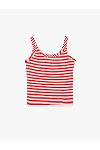 Koton Slim Fit U Yaka Askılı Çizgili Atlet Kırmızı Çizgili 6sak10038pk