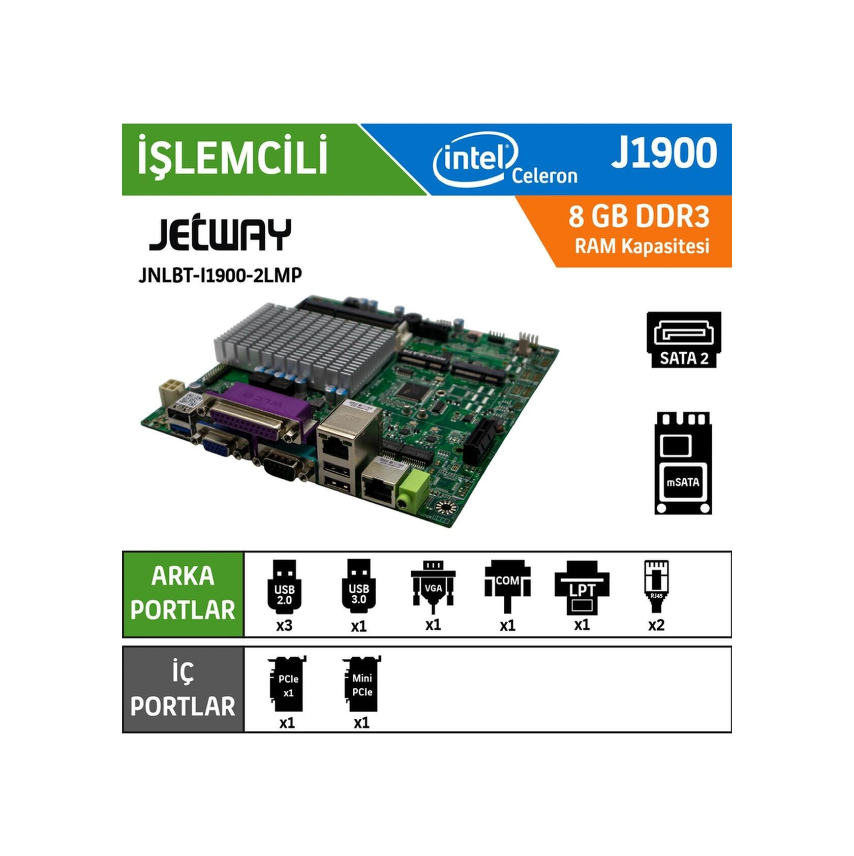 Jnlbta-ı1900-2lmp Intel Celeron J1900 Fansız Endüstriyel Mini Itx Anakart-116235