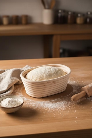 Bambum Puder - Ekmek Mayalama Sepeti Oval 17 Cm Ahşap