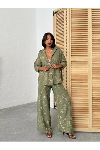 Verymoda Nakışlı Pantolon F1900 Haki Dsn2