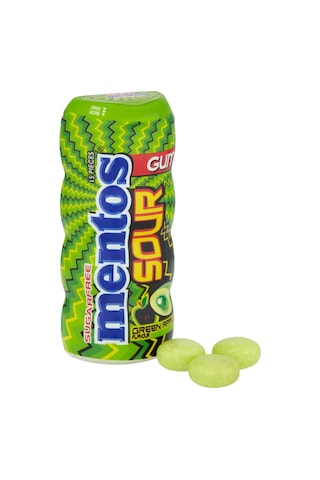 Mentos Sour Yeşil Elma Aromalı Şekersiz-tatlandırıcılı Ekşi Draje Sakız 2 x 30 G