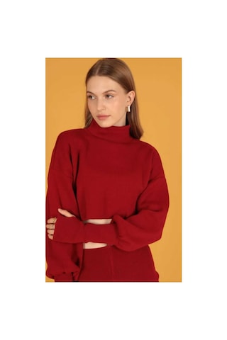 Ihlamurlar Tekstil Parmak Geçirmeli Yüksek Bel Triko Takım Bordo Bordo