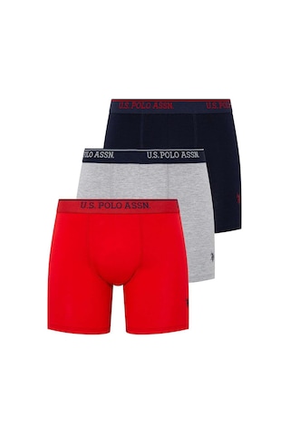 U.S. Polo Assn. U.s Polo Assn. 80454 Erkek 3'lü Uzun Paçalı Boxer-kırmızı&grimelanj&lacivert Gri Melanj