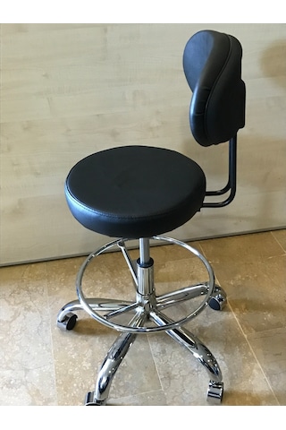 Dekofis Bari Arkalıklı Krom Ayak Ve Çemberli Tabure