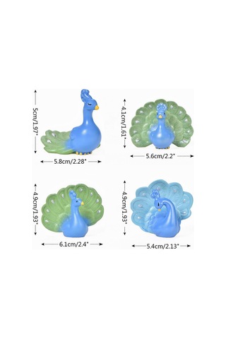 Mini Tavus Kuşu Minyatür Figürleri Sevimli Tavus Kuşu Mikro Peyzaj Dekoru Masaüstü Süsü El Sanatları Peri Bahçesi Aksesuarları Ev Dekoru No 4