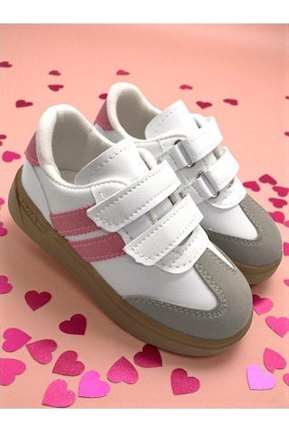 Unisex Çocuk Cırtlı Hafif Kaymaz Taban Işıklı Spor Ayakkabı Sneaker Pembe