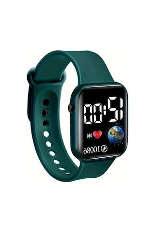 Trendooze Gaojunshop01 Beyaz Dijital Saat, Yeşil Silikon Kordon, Fitness Ve Günlük Kullanım Yeşil