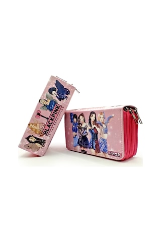 Kalem Kutusu Black Pink Blink Organizer Kalemkutu Vegan Deri Üç Bölmeli Kalemlik