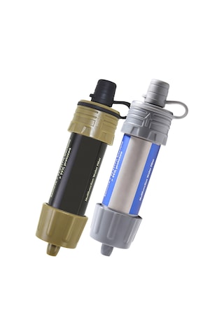 Mufunye 2'li Paket Dışarıda Kullanım Su Filtre Pipeti, Temiz Su Sağlama, Kamp/hiking İçin, Asker Yeşili+gri, 480ml Su Çantası İle