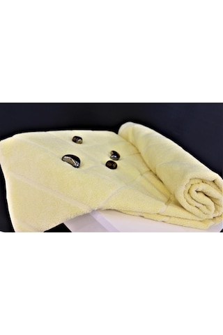 100X170 Sarı Jakarlı Pamuklu Bukle Hamam Plaj Banyo Havlusu