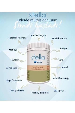 Stella Su Bazlı Saf Akrilik Dönüşüm Boyası 1 Litre Renk Beyaz Beyaz