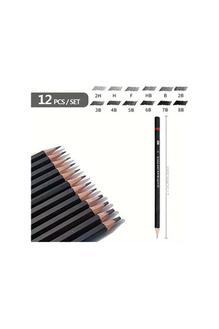 Kara Kalem Çizim Seti, Eskiz Kalem Seti, Dereceli Kalem Çizim Set, Eskiz Yapmak Ve Tonlama-12li