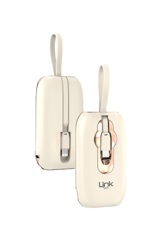 Linktech Mp09 9600 Mah Type-c / Lightning Kablolu 22.5w Powerbank Pd3.0 Krem