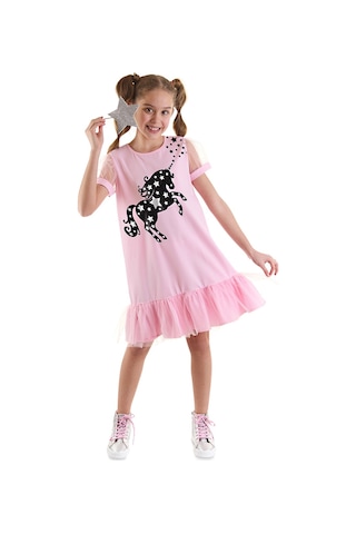 Denokids Mshb&g Yıldızlı Unicorn Kız Çocuk Pembe Tüllü Elbise Pembe