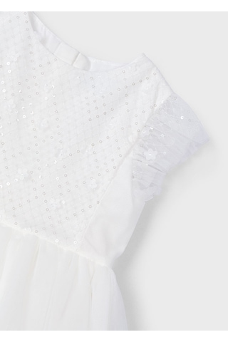 Mayoral 3914 Kız Çocuk Ekru Tüllü Elbise Ekru