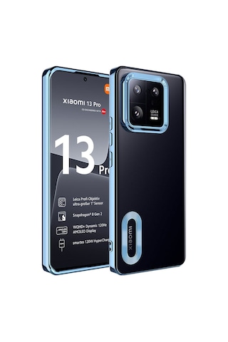 Xiaomi Mi 13 Pro Kılıf Kamera Korumalı Logo Gösteren Zore Omega Kapak Mavi