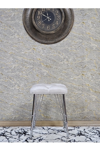 Kare Krom Kaplama Telli Ayaklı Tabure - Oturak - Bar Taburesi - A Çok Renki