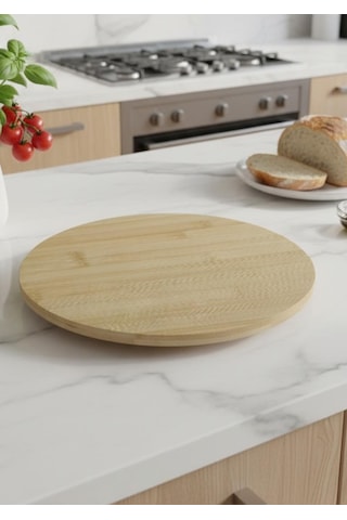 Bambu Döner Stantlı Sunumluk - 28 Cm Sarı