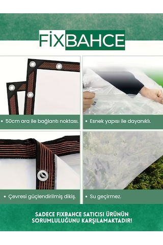Fixbahçe 2mx2.5m Şeffaf Pvc Rüzgar Geçirmez Naylon Branda Beyaz