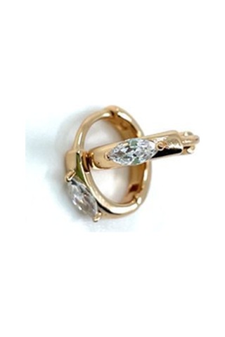 Premium Rose Gold Kararmaz Küçük Oval Taşlı Halka Küpe Gold