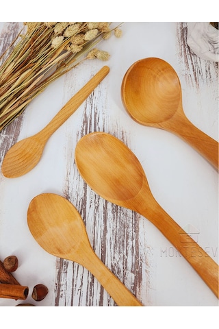 Ahşap Tahta Mutfak Kaşık Seti 4 Parça Kayın, Şimşir Ağacı 4-3