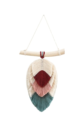 Suntek Magideal Makrome Duvar Asılı Goblen Fringe Kırmızı-pembe-25x30cm