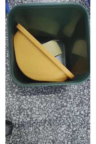 Xindoker Yeşil Plastik Çöp Kutusu - Kapaklı, Kokusuz, 32.5cm, Ev Ofis İçin