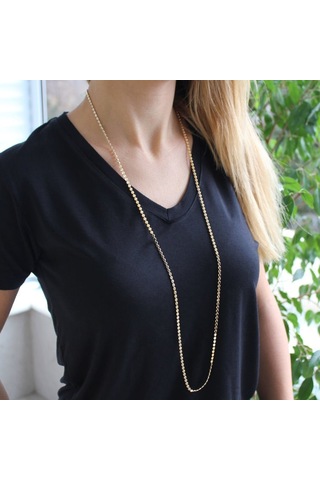 Gold Kalın Ezme Zincir 90cm