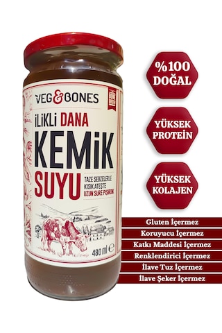 Veg&Bones İlikli Dana Kemik Suyu Yüksek Kolajen ve Protein Deposu 480 ML
