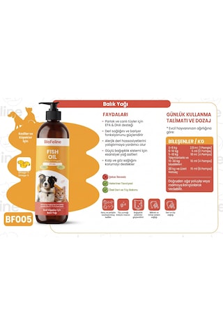 Biofeline Balık Yağı Fish Oil Kedi Omega 3 & 6 Desteği 100 Ml - Tüy Dökülme Karşıtı Ve Deri Sağlığı