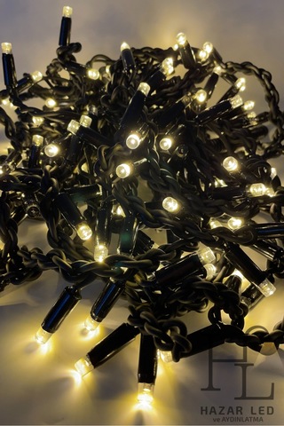 2.5 M Led Flaşlı 152 Ledli 24 Saçaklı Eklenebilir Ip65 Dış Mekan Siyah Kablolu Dekoratif Led Işık Gün Işığı Beyaz