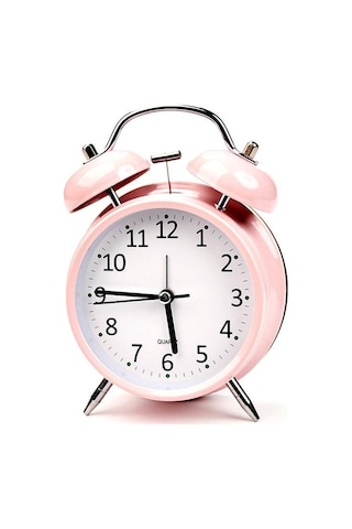 Valkyrie 16cm Büyük Boy Akar Saniyeli Alarm Çalar Saat - Nostaljik Masa Saati Pembe