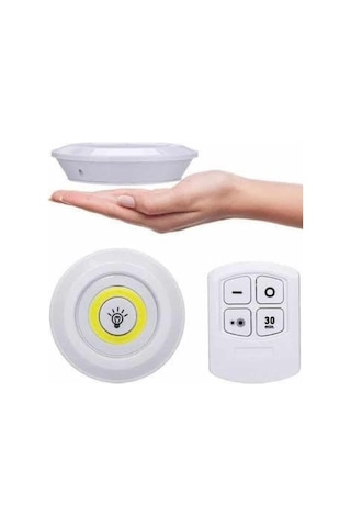 Yapışkanlı 3'lü Spot Led Işık Lamba Montajsız Pilli Uzaktan Kumandalı Renkli 93459308