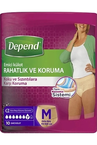 Depend Emici Külot Kadın Hasta Bezi Orta Boy 12 x 10'Lu