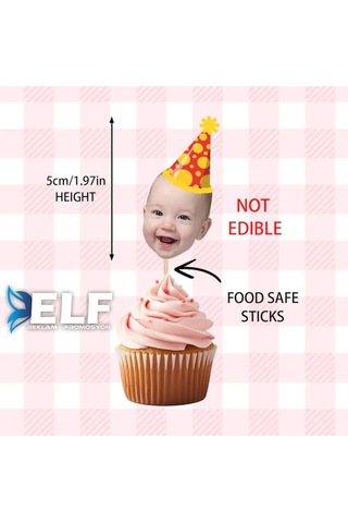 Fotoğraflı Doğum Günü Cupcake Pasta Dekor Süslemesi 10 Adet 0