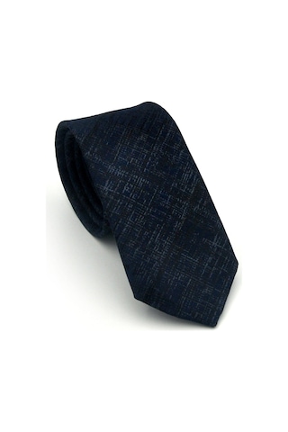 Gaffy Mavi Kırcıl Desenli Lacivert Dokuma Kumaş Mendilli Slim Fit Kravat // Sdk-2610-2 Lacivert
