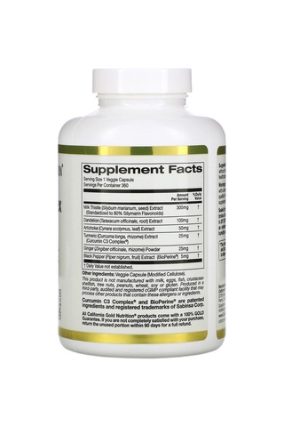 California Gold Nutrition Silymarin Complex Milk Thistle 360 Vegg