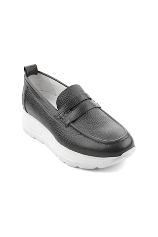 Lacivert Hakiki Deri Kadın Loafer Ayakkabı K01087246703