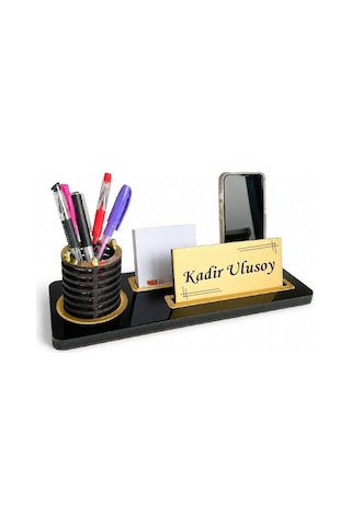 Minimalist Kişiye Özel Masa İsimliği - Gold Ve Siyah Ofis İsimliği Kahve