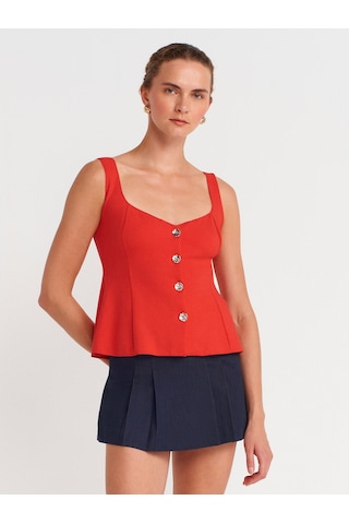 Dilvin 31987 Peplum Etekli Yelek-kırmızı Kırmızı