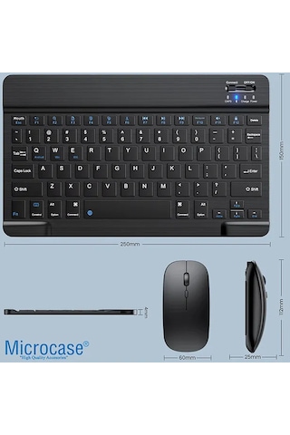 Microcase Xiaomi Redmi Pad 2 11 İnch İle Uyumlu Türkçe Bluetooth Klavye+mouse+tablet Standı Beyaz Al5166 Lazer