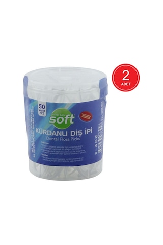 Dental Care Soft Kürdanlı Diş İpi Silindir Kutu 50'li x 2 Paket