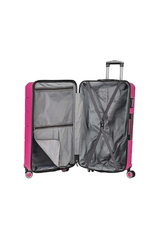 Npo Diamond Pp Polipropilen Kabin, Orta Ve Büyük Boy 3'lü Kırılmaz Valiz Seti-fuşya Fuşya